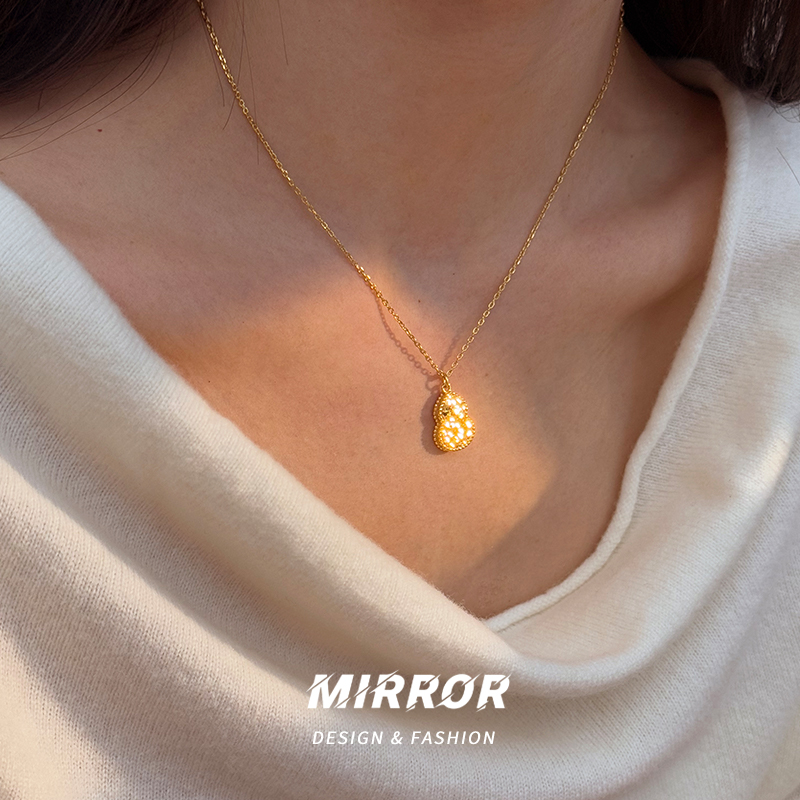 925纯银葫芦鳞片碎冰冰项链女锁骨链个性时尚创意重约5g BCX5507送女朋友老婆情人节七夕生日礼物