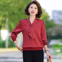 时尚洋气妈妈装50岁长袖衬衣中老年衣服50岁中年小衫女春装上衣女