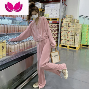 七斓粉色裤子套装女秋季2022新款高级感显瘦洋气减龄时尚休闲套