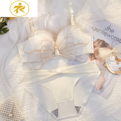 Ideamini无钢圈内衣女性感惑蕾丝聚拢调整型文胸小胸罩内裤一套装平胸专用文胸套装