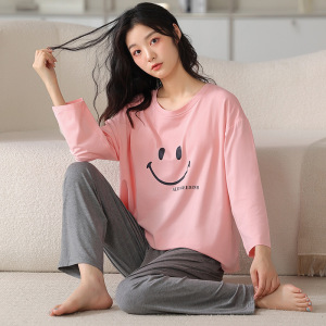 睡衣女秋冬款带胸垫仿凸点青少年长袖休闲加大码家居服可外穿套装