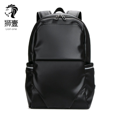 狮壹（Lionone）品牌2019夏季男士时尚潮流双肩包青年黑色纯色电脑包双肩背包简约休闲背包双肩包