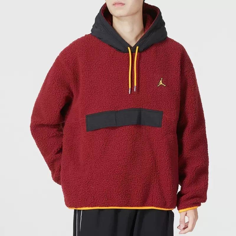 NIKE耐克连帽卫衣JORDAN保暖仿羊羔绒男装套头衫DV1587-680 D