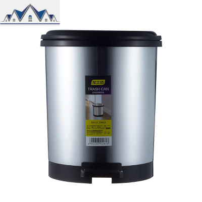 仿不锈钢塑料脚踏垃圾桶家用卫生间翻盖卧室客厅大号创意垃圾筒 三维工匠