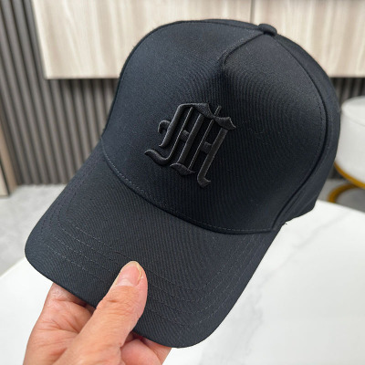 M字母高顶帽子男士硬顶有型棒球帽夏季大头围显脸小鸭舌帽女