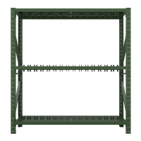 乙壬消防铁锹镐农具摆放架安保装备器材存放架绿色货架双层盾牌中型-主架