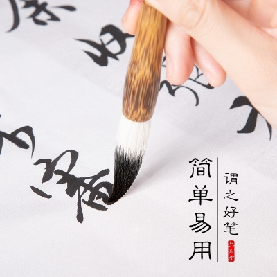 六品堂毛笔狼毫羊毫兼毫学生初学者入门书法笔湖笔大中小楷毛笔套装成人狼豪狼嚎毛笔