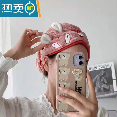 敬平干发帽吸水速干洗头包头浴帽女可爱加厚干发巾洗头擦头发毛巾 立体怪-烟粉色 干发帽