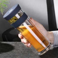 美帮汇茶水分离泡茶杯便携双层玻璃杯男家用保温过滤喝水杯子办公室防摔