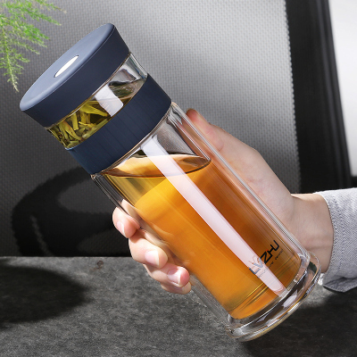 美帮汇茶水分离泡茶杯便携双层玻璃杯男家用保温过滤喝水杯子办公室防摔