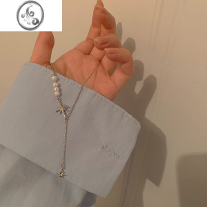 JiMi[蜜桃茶]温柔陷阱 八芒星珍珠项链女款轻奢小众网红锁骨链 项链