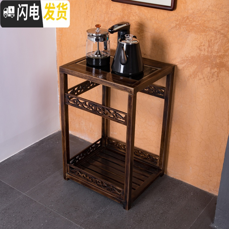 三维工匠实木茶车移动简约现代实木茶台电磁炉自动上水茶盘家用功夫茶具 实木木架+蒸茶电磁炉