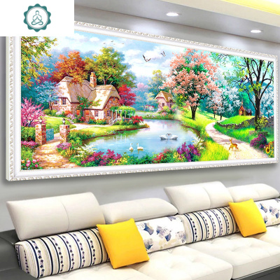5d异形钻石画新款点钻十字绣客厅大幅田园风景砖石画2019贴钻石绣封后异形+AB彩钻-满钻120*60厘米