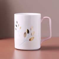 情侣漱口杯网红款套装家用陶瓷牙刷杯一对北欧创意ins刷牙杯玻璃 三维工匠 1金叶1金果陶瓷杯1无柄+C托盘洗漱杯