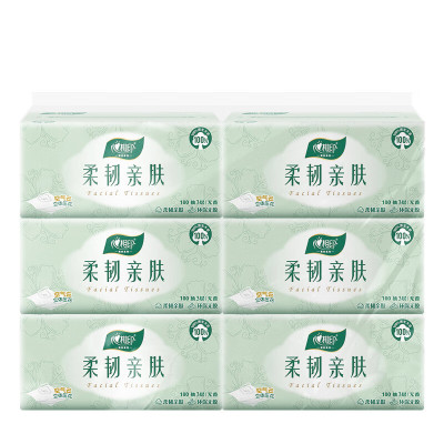 心相印云感柔韧亲肤三层100抽6包塑装抽纸6包*1提(单位:提)