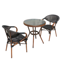 双管70mm一桌二椅 户外桌椅庭院露台阳台藤椅三件套露天花园小桌椅室外奶茶店休闲椅