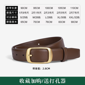 啄木鸟皮带女士2025新款真皮休闲百搭针扣牛皮配牛仔裤腰带高级感