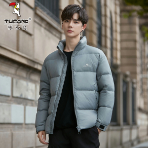 啄木鸟羽绒服男士冬季休闲帅气面包服立领加厚保暖白鸭绒外套男款