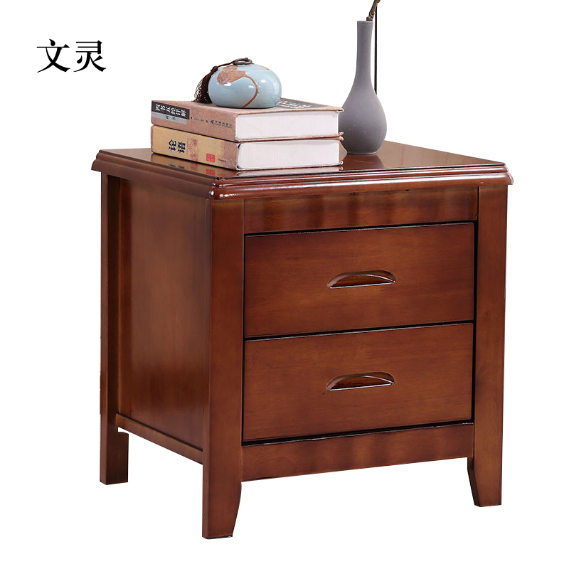 文灵床头柜简约现代卧室床边储物柜标准款胡桃色50*41*50cm