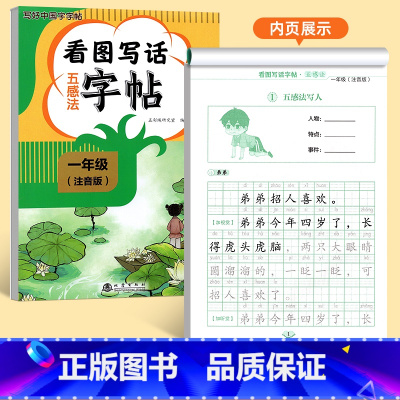 [一年级]看图写话五感法字帖 [正版]看图写话一年级二年级练字帖小学生字帖每日一练上册下册专项训练语文人教版儿童楷书提高