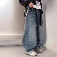 男童冬装牛仔裤子新款一体加绒秋冬款男孩长裤加厚大儿童冬季