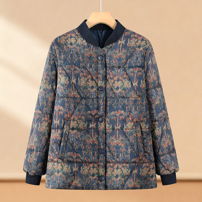 妈妈装轻薄羽绒棉内胆外穿小棉衣棒球领中老年女冬季宽松保暖外套