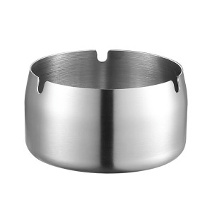 防风不锈钢烟灰缸商用钢本色[加厚防风 8CM]小号