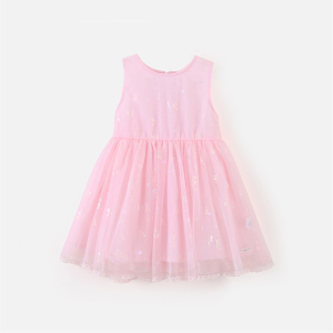 [1件3折]铅笔俱乐部童装2025夏装新款女童连衣裙小童背心裙子公主网纱披肩