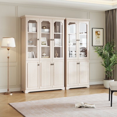 全友家居书柜田园风储物柜壁柜白色二门 三门书柜