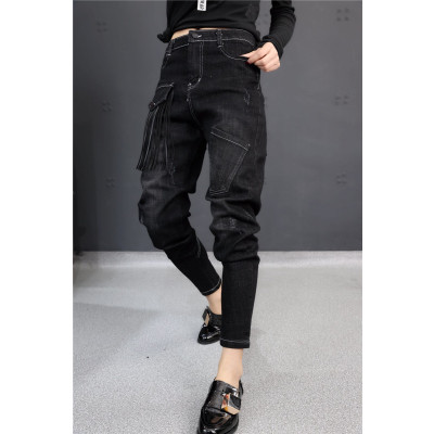 广赫春秋季小脚哈伦裤牛仔萝卜裤女士宽松显瘦垮裤百搭学生裤子韩版潮牛仔裤