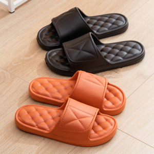 添福运 新款简约凉拖鞋女夏季室内防滑居家情侣春夏防滑拖鞋四季家居家用凉拖鞋女菱格底夏季外穿厚底浴室拖鞋男夏