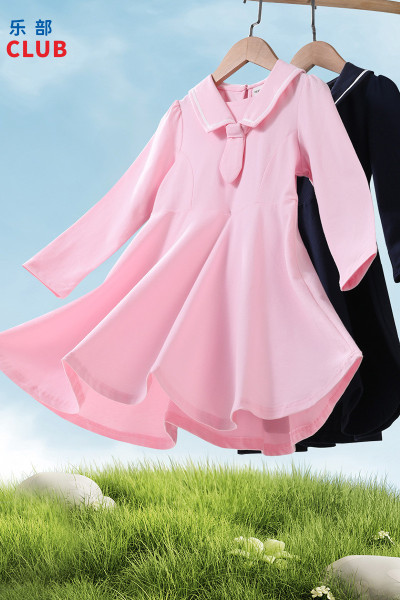 [1件3折]铅笔俱乐部童装2025春装新款女童连衣裙儿童学院风中大童休闲裙子