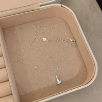 s925纯银水滴锆石吊坠项链轻奢高级感甜美百搭气质锁骨链配饰送女朋友老婆情人节七夕生日礼物