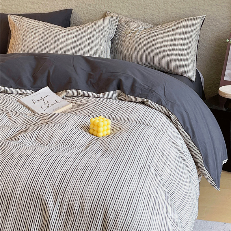 简约纯棉提花磨毛床上四件套加厚被单枕套床品新款秋冬季