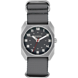 Nixon男表Scout NATO简约百搭白盘红秒针尼龙编织表带运动休闲学生手表