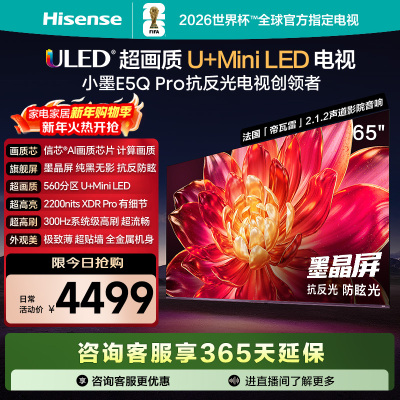 海信小墨E5Q Pro 65英寸超画质U+MiniLED墨晶屏 电视机E5NPRO升级