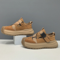 男生头层牛皮厚底老爹鞋男款潮鞋欧洲站男鞋男士增高透气休闲鞋男