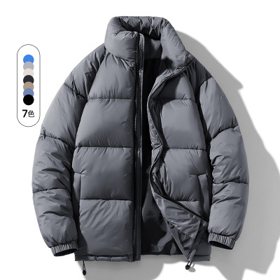棉衣男士外套冬季可调下摆棉袄韩版宽松纯色立领加厚青年开衫棉服