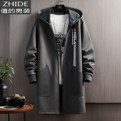 SUNTEK中长款风衣男士潮牌港风大码大衣2020秋冬季韩版潮流帅气加绒外套风衣