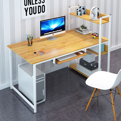 简约电脑台式桌带书架家用经济型书桌学生写字台卧室笔记本小桌子