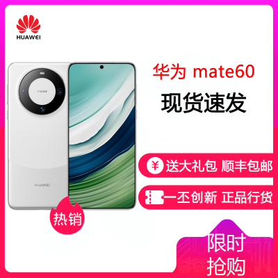 [24小时发货]华为(HUAWEI) Mate60 12GB+1TB 白沙银 鸿蒙操作系统4.0 旗舰新品手机