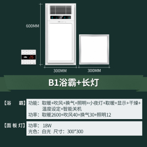 雷士照明浴霸多功能卫生间集成吊顶双核风暖排气扇照明一体排气扇