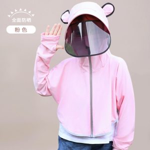 儿童不防晒衣冰丝夏季不防紫外线女孩男孩透气连帽防晒服皮肤衣升