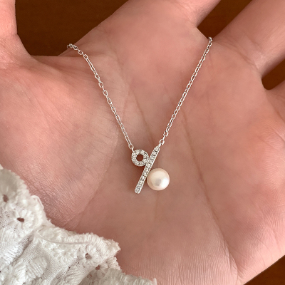 纯银百分号珍珠项链女款2025新款轻奢高级感气质大气锁骨颈链送女朋友老婆情人节七夕生日礼物