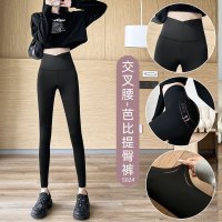 打底裤女外穿春秋款收腹提臀显瘦腿紧身芭比瘦瘦裤子交叉腰鲨鱼裤
