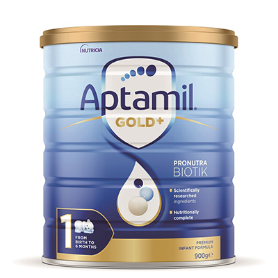 原装进口澳洲爱他美(Aptamil)金装配方婴幼儿牛奶奶粉1段(0-6个月)900g