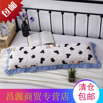 全棉夹棉荷叶边枕套纯棉花边加棉双人加长枕头罩1.2米1.5m1.8