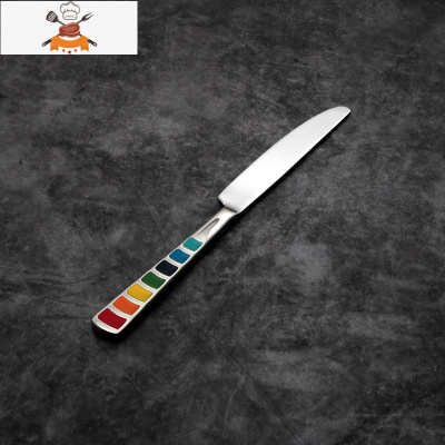 西餐刀叉套装家用不锈钢牛排刀叉勺子四件套七彩珐琅式西餐餐具 敬平 珐琅牛排刀