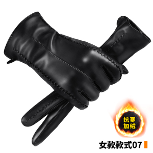 啄木鸟皮手套女士冬季保暖加绒加厚防风防寒触屏电动车骑行女骑车