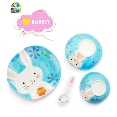 景德镇陶瓷家用餐具盘子碗碟套装组合中式可爱个性创意简约动物碗 FENGHOU 大象四件套 4件